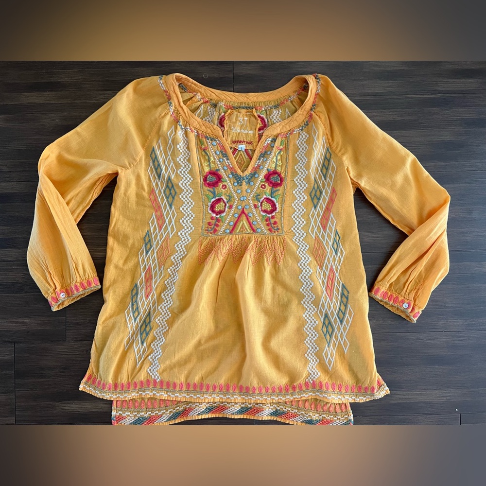 Johnny Was Orange Embroidered Blouse-Worn once-PERFECT condition!